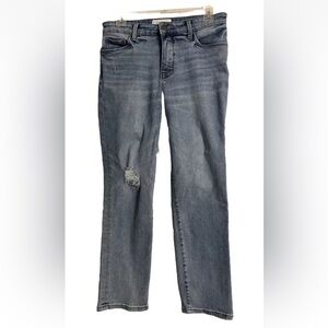 Evereve The Ever Straight Leg Jeans Womens 29 Blue Denim Cotton Blend Distressed